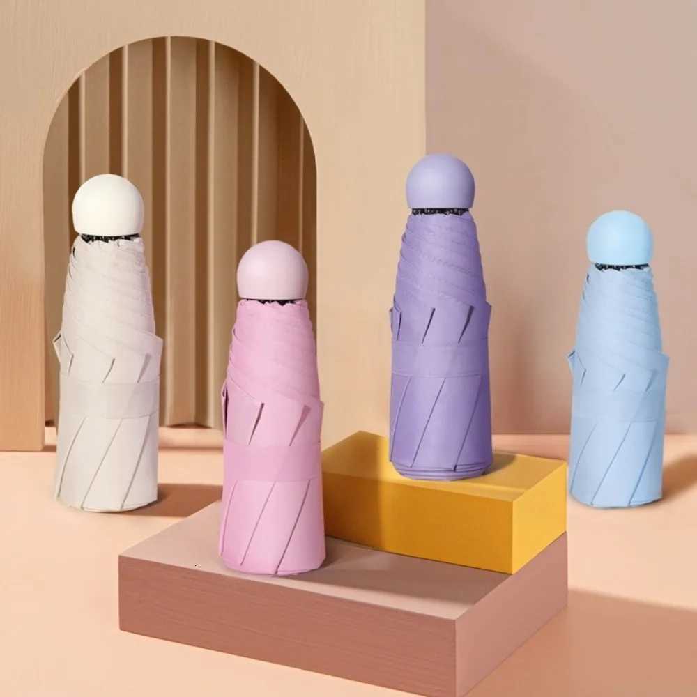 New Mini Capsule Folding Umbrella UPF50 Portable Sun Rain Umbrella Dual Use Protection Vinyl Travel Accessoreis for OutdoorM251122