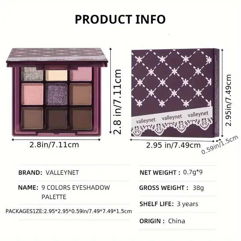 9-Color Purple Eyeshadow Palette - Matte Shimmery Waterproof Sweat-Proof Long-Lasting EyeshadowSuitable for Music FestivalsT251122