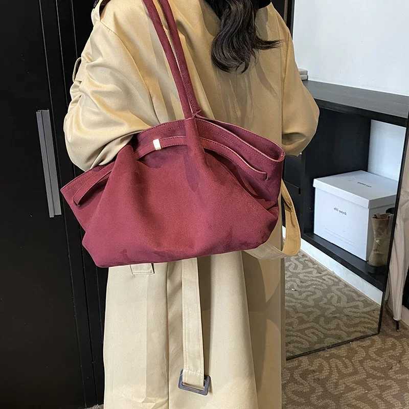 LEFTSIDE Large NUBUCK Leather Handbag Womens Shoulder Bag 2024 Winter New Korean Fashion Y2K Retro Handbag and Wallet W250425