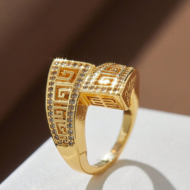 Geometric loop ring unique and fashionable ins style finger ring High quality gold designer diamond ring rings designer for women engagement men love  - view 3