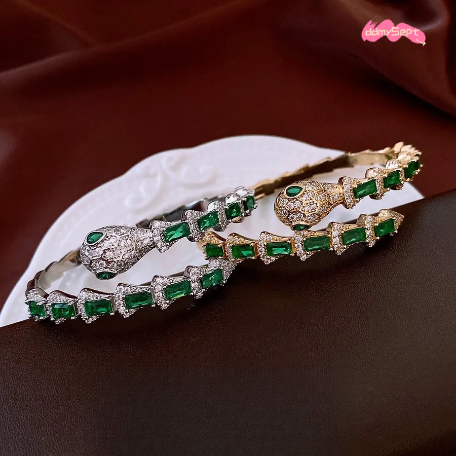 Brand Designer K Real Gold Plated Zircon Snake Shape Open Light Luxury High End Feel Bracelet Niche Versatile Jewelry Wholesale For Women H11.21 ddmys