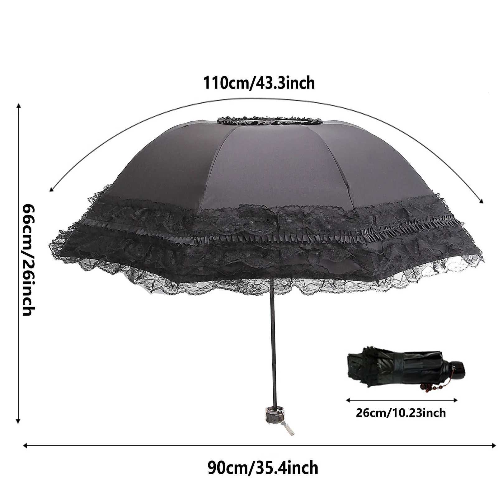 Lace Folding Umbrella Fashion UV Protection Parasol Princess Rain Umbrella Ultra Light Sun Umbrella WomenM251122