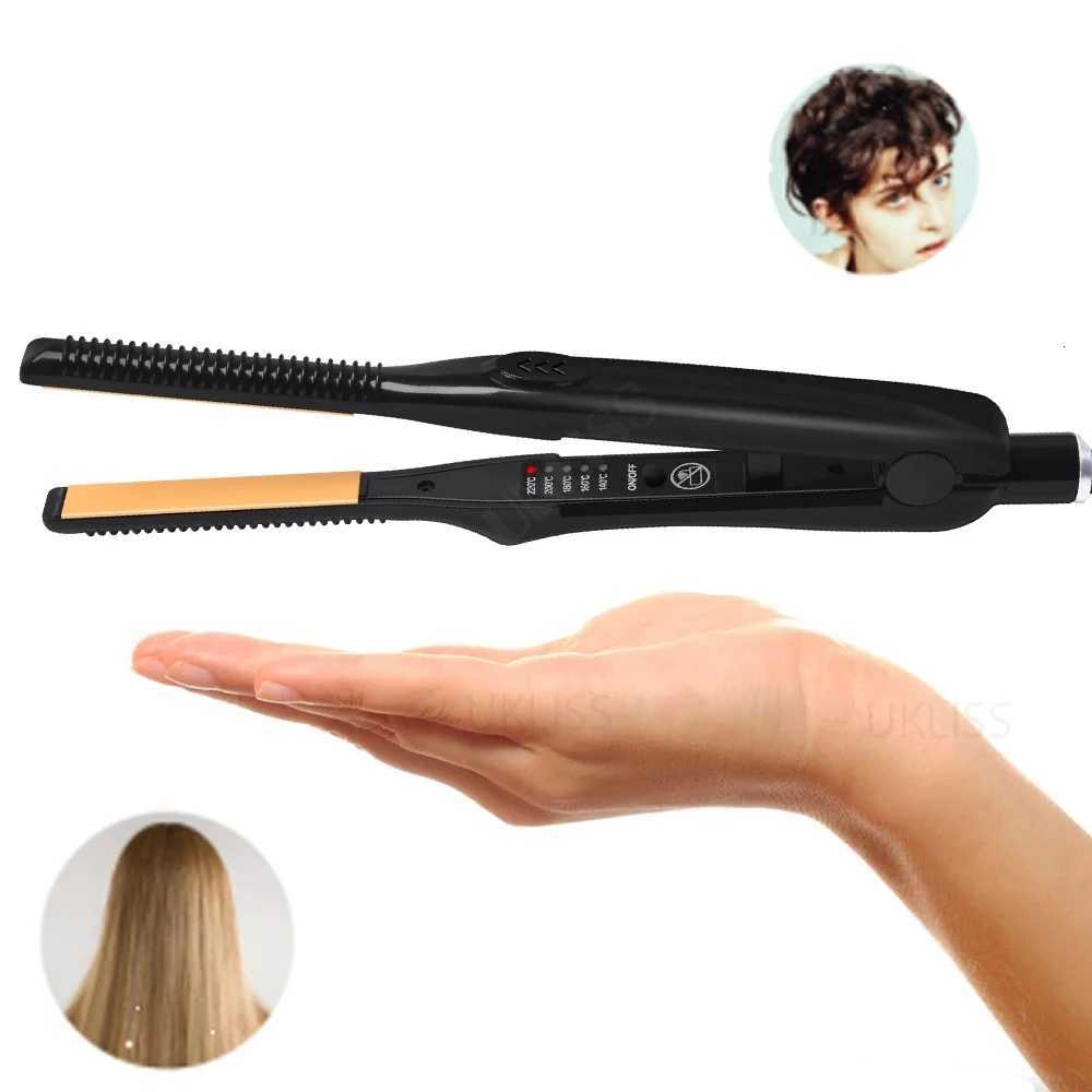2 In 1 Mini Hair StraightenerCurler Small Flat Iron for Short Hair Women And Men Beard Straightener Pencil Hair StraightenerT251122