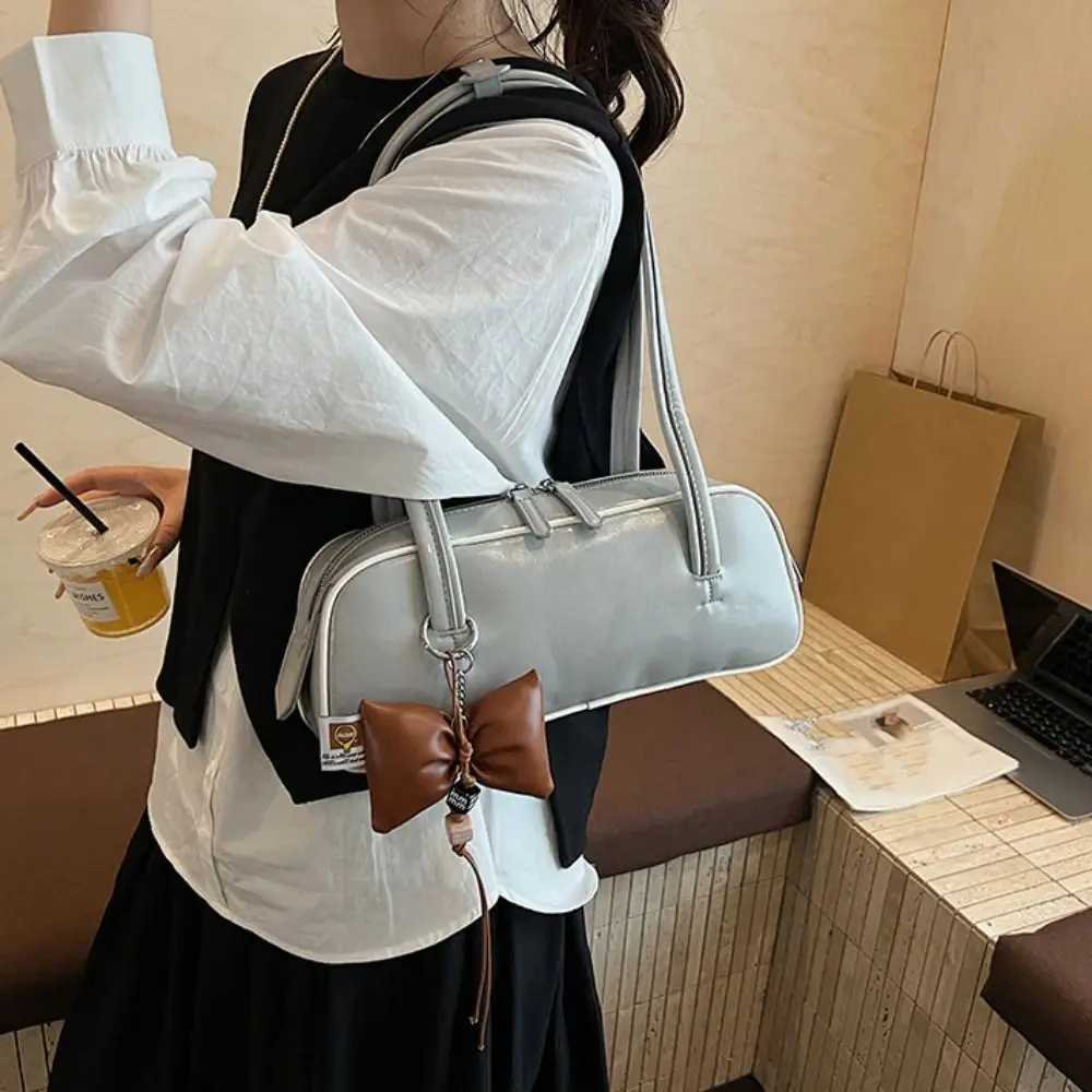 Fashion French Style Pu Bowling Bag Large Capacity Elegant Boston Shoulder Bag Casual PU Leather Women Handbags Armpit BagT251122