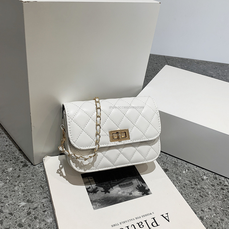 Lingge Solid Chain Small Square 2025 New Trendy Fashion Designer Single Shoulder Simple Fashion Crossbody Bag