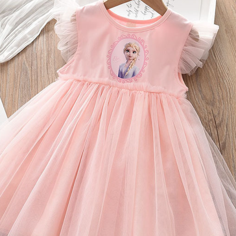 DISNEY kids designer clothes Frozen Elsa princess Summer Princess Dress for Girls Children Cute Short Sleeve Dress Kids Summer Clothes.