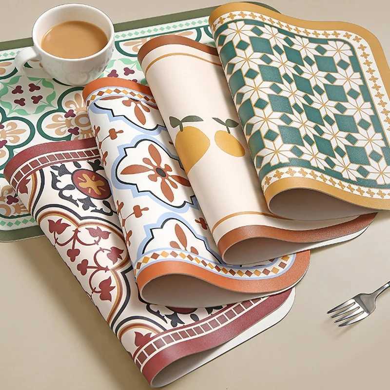 Scandinavian Countryside Placemats - Heatproof Waterproof Table Decor Luxury Square Floral Print Coasters for Dining Kitchen C251122