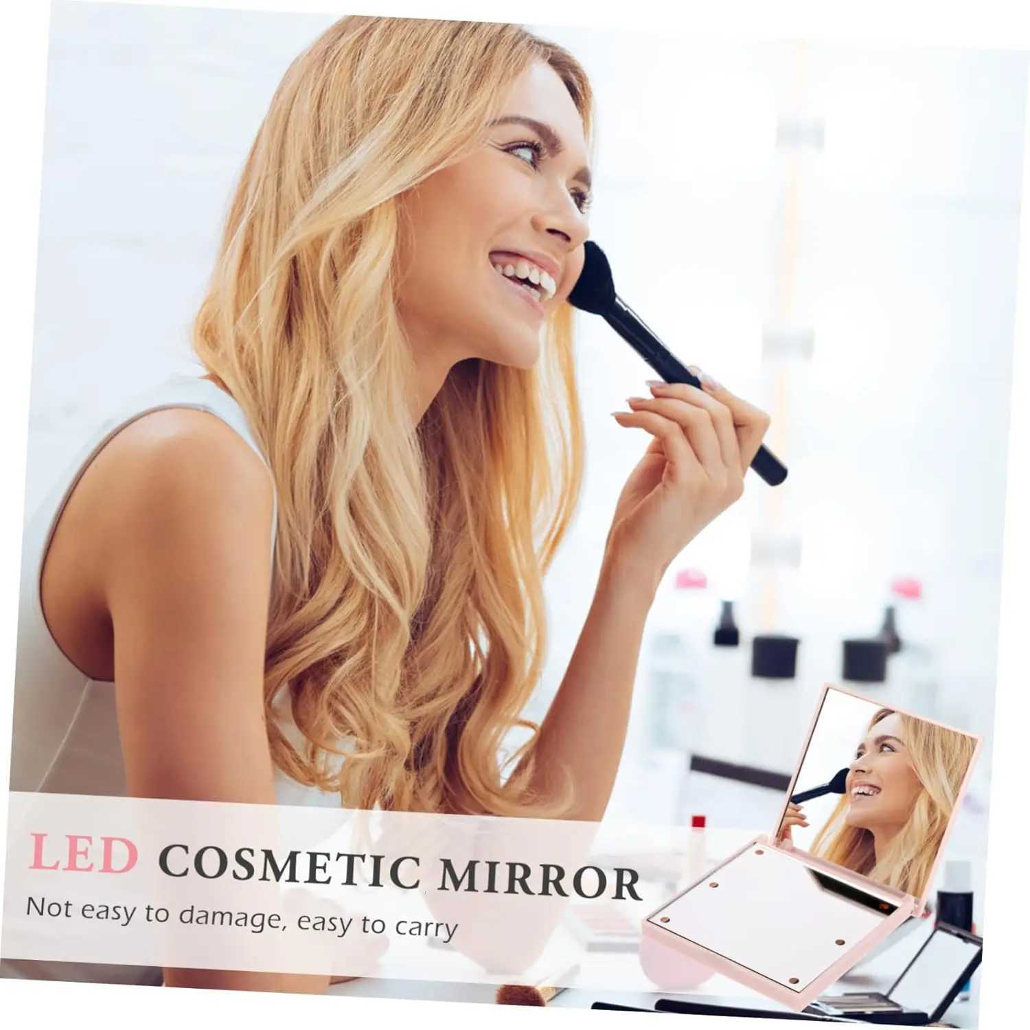 Travel Mirror with Light Compact Makeup Mirror with 6 LED Lights Folding Pocket Lighted Compact Mirror for Purse Gift for Women M251122