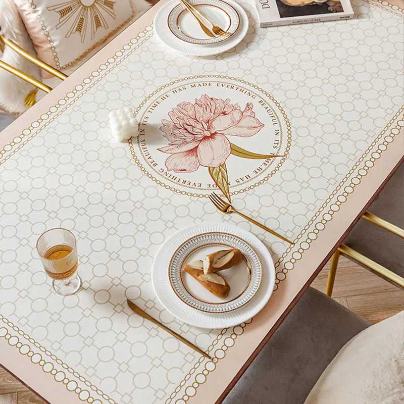 Nordic Flower Leather Tablecloth Waterproof Oil-proof Coffee Table Mat Solid Color Placemat Party Table Decor Cover Custom Made C251122