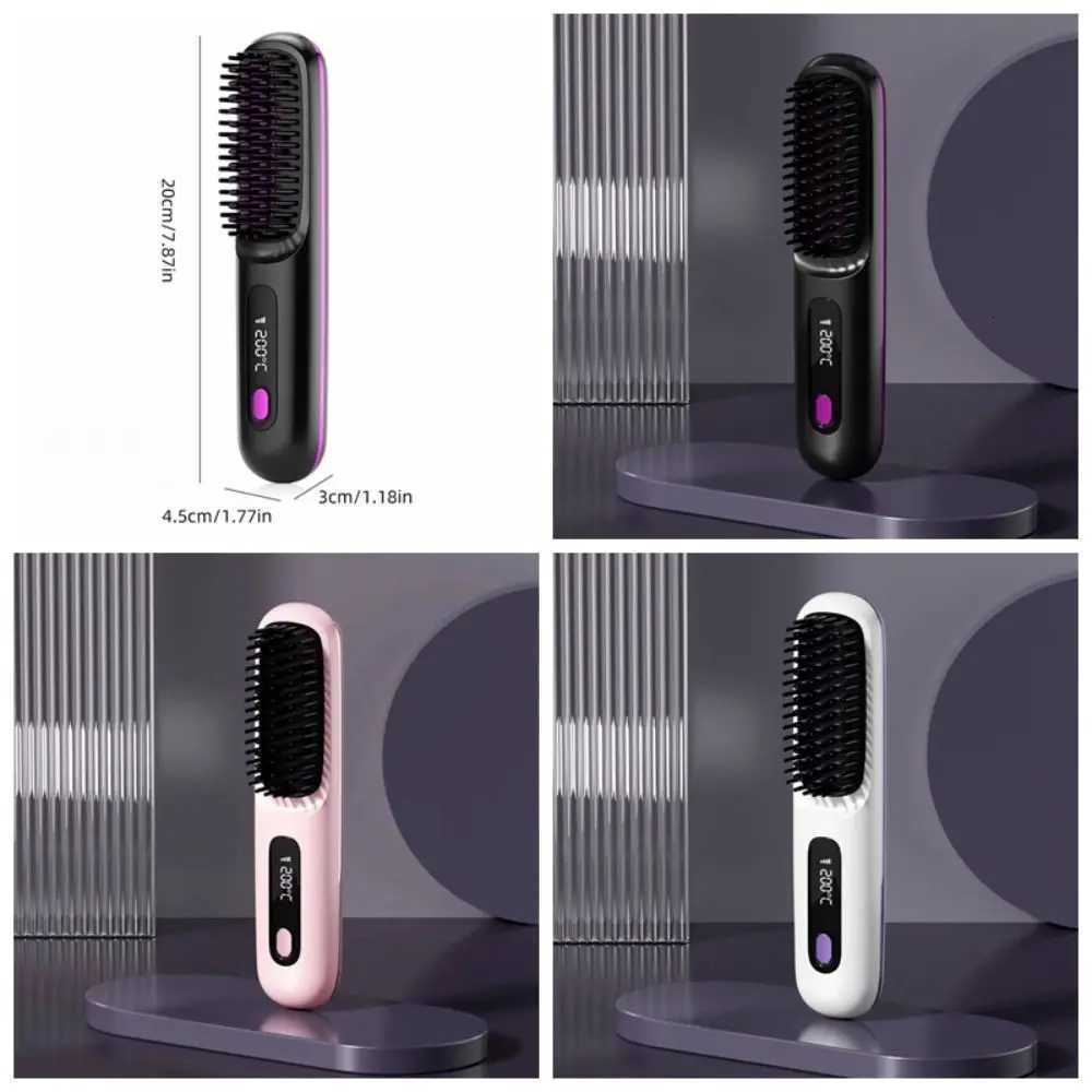 3 Temperature Settings Electric Hair Straightener Brush Anti-Scald Protection Dual-Function Operation Negative Ion Styling ToolT251122