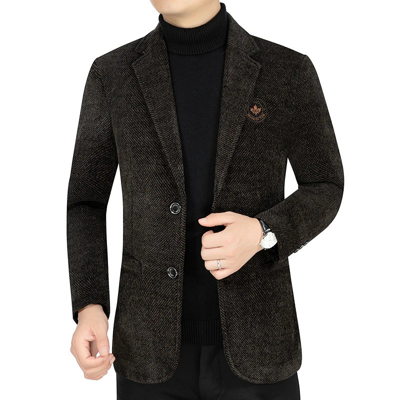 Handsome Casual Mens Wool Jacket High Quality Fashion Autumn Winter Thick Short Lapel Coat Outerwear 251110