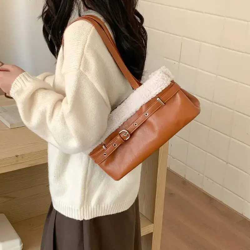 Fashion Fur Patchwork Elegant Shoulder Bags Design Office Lady Chic Belt Underarm Bag 2025 Sweet Y2k Purse And Handbags K251121