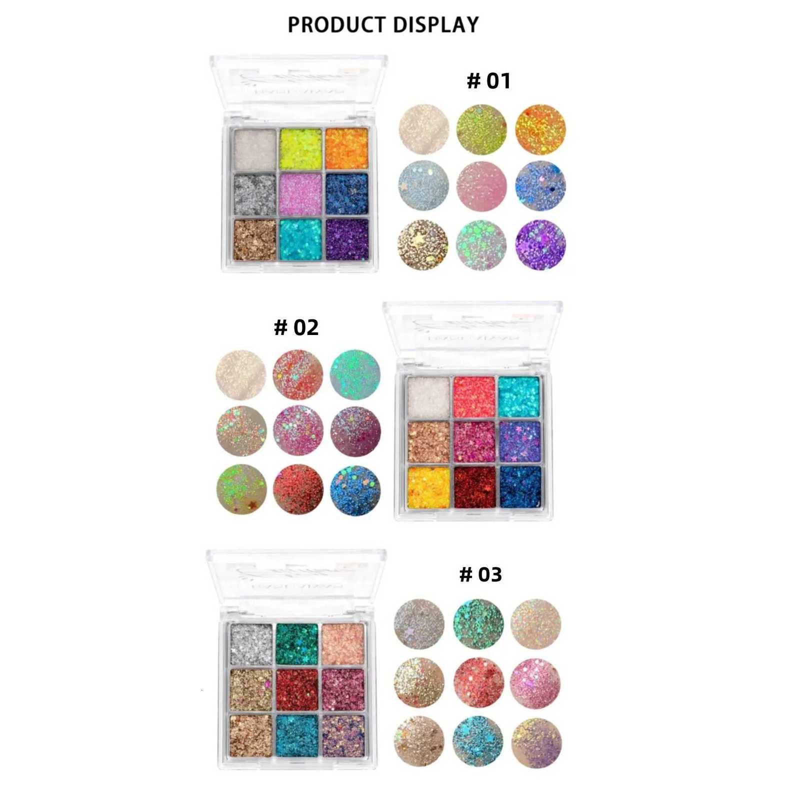 Glitter Eyeshadow Palette Mini 9Color Glitter Eyeshadow Palette Nine-Square Makeup Plate Long Lasting Waterproof Eye ShadowsT251122