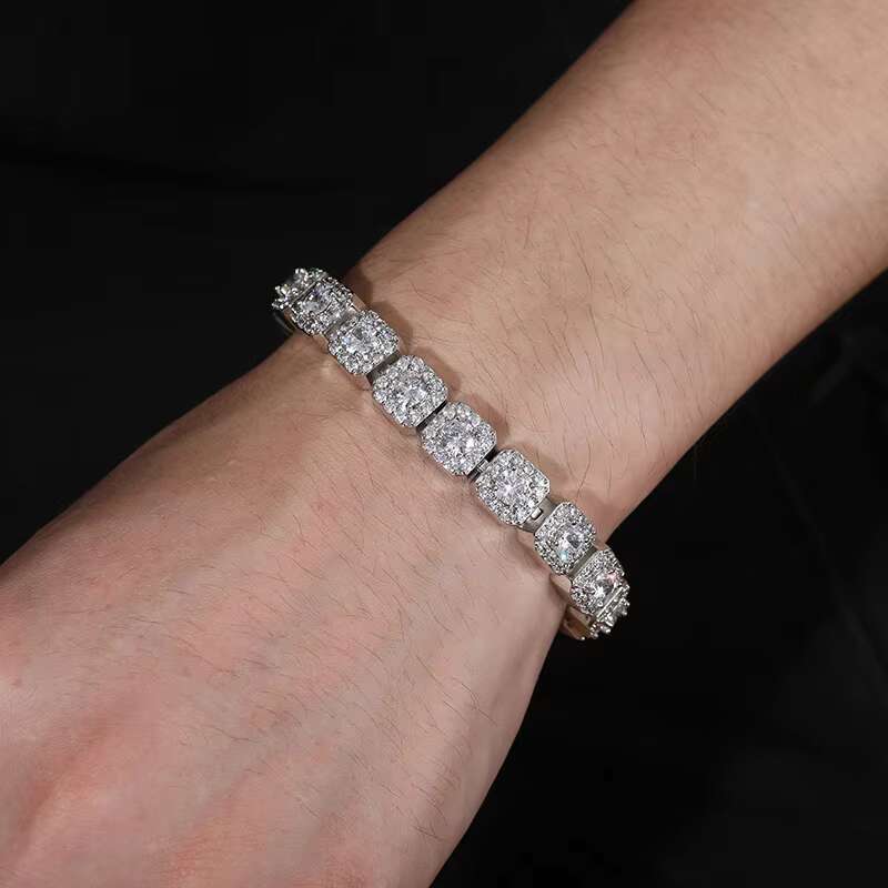 Punk Style Mens Jewelry Iced Out 18k Gold 925 Sterling Silver VVS Moissanite Diamond Tennis Chain Bracelet With GRA Certificate