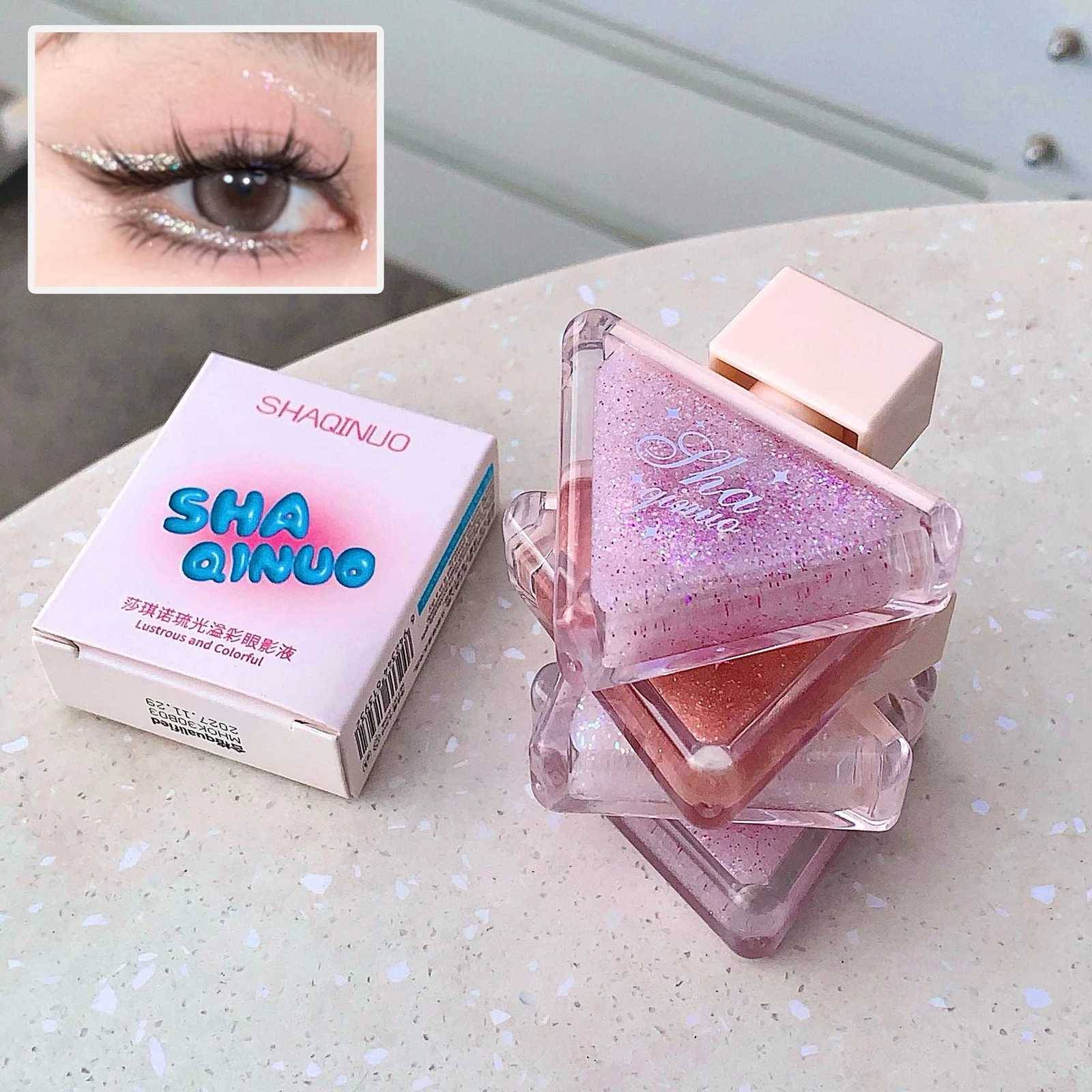 SHAQINUO Glazed Eyeshadow Liquid Pearlescent Glitter Brightens Highlight Silkworm Liquid EyeshadowT251122