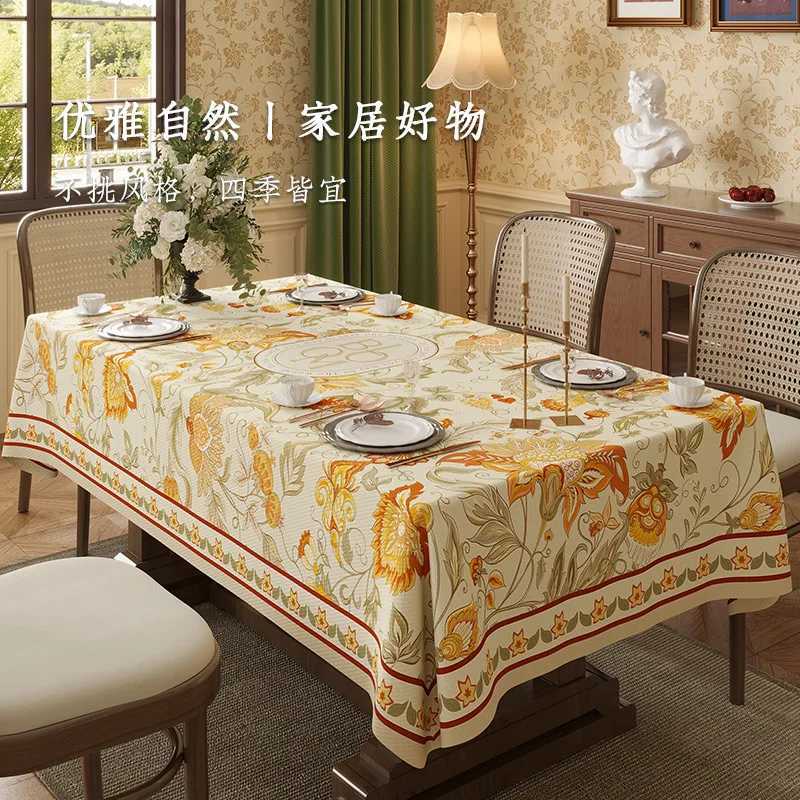 American rural tablecloth light luxury senior sense table cloth rectangular waterproof atmosphere feeling round table cloth C251122