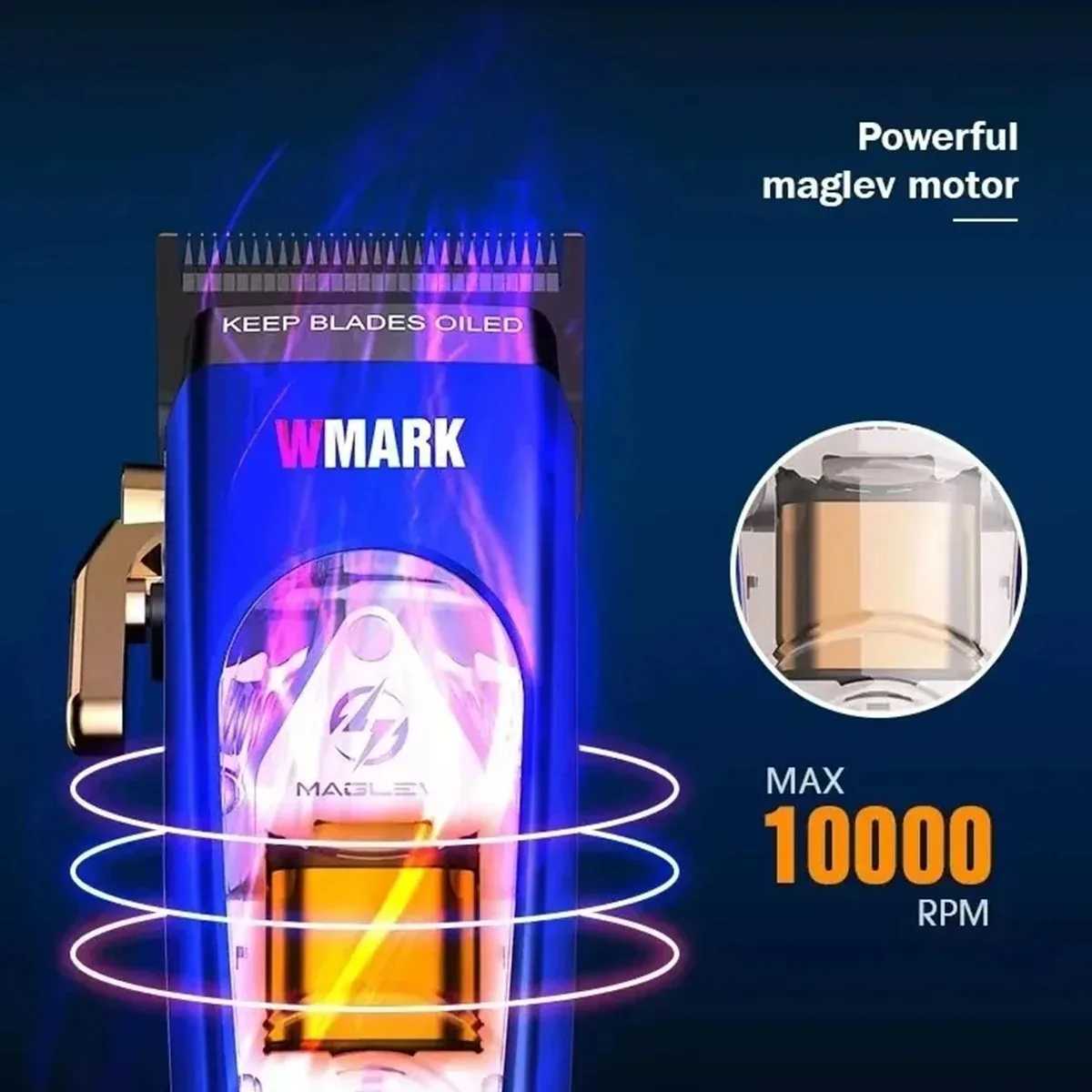 New WMARK NG-9004 Hair Clipper for MenMAGLEV Motor 10000RPMHair Cuter MachineCordless Rechargeable Edgers Clippers Withbase W251122