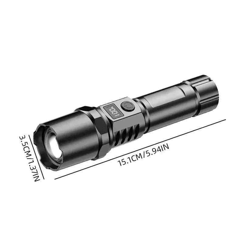 Powerful Handheld LED Flashlight USB Rechargeable Torch Tactical Telescopic Zoom Torch Light Outdoor Camping Flash Light Lantern C251122