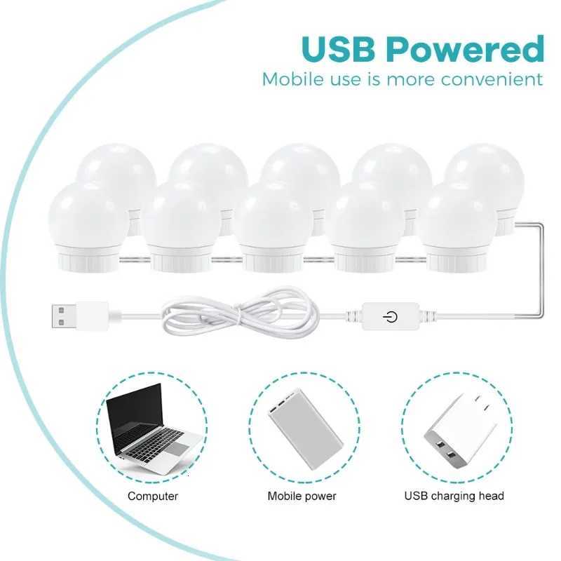 Makeup Mirror LED Light Bulbs USB 5V Bathroom Dressing Table Vanity Lights Hollywood Dressing Table Mirror Lighting M251122