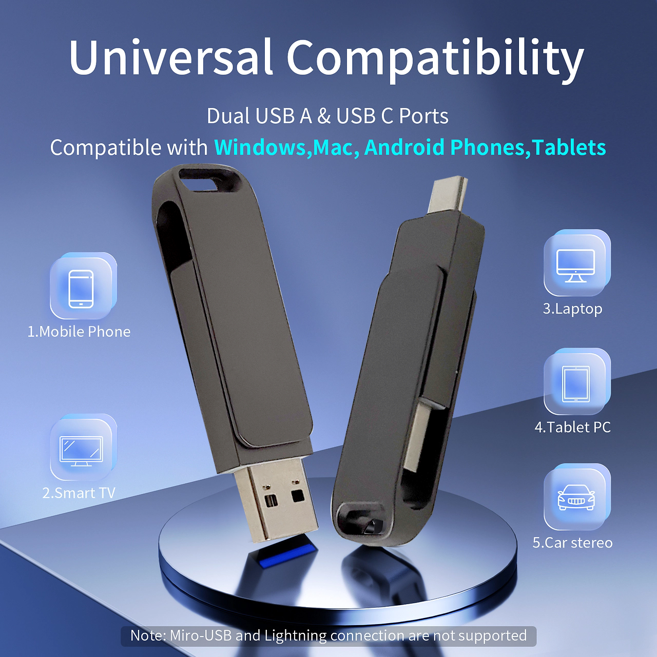 1 portable flash memory, 2TB/4TB large capacity USB memory, with TYPE-C OTG interface mobile phone computer dual-purpose U disk