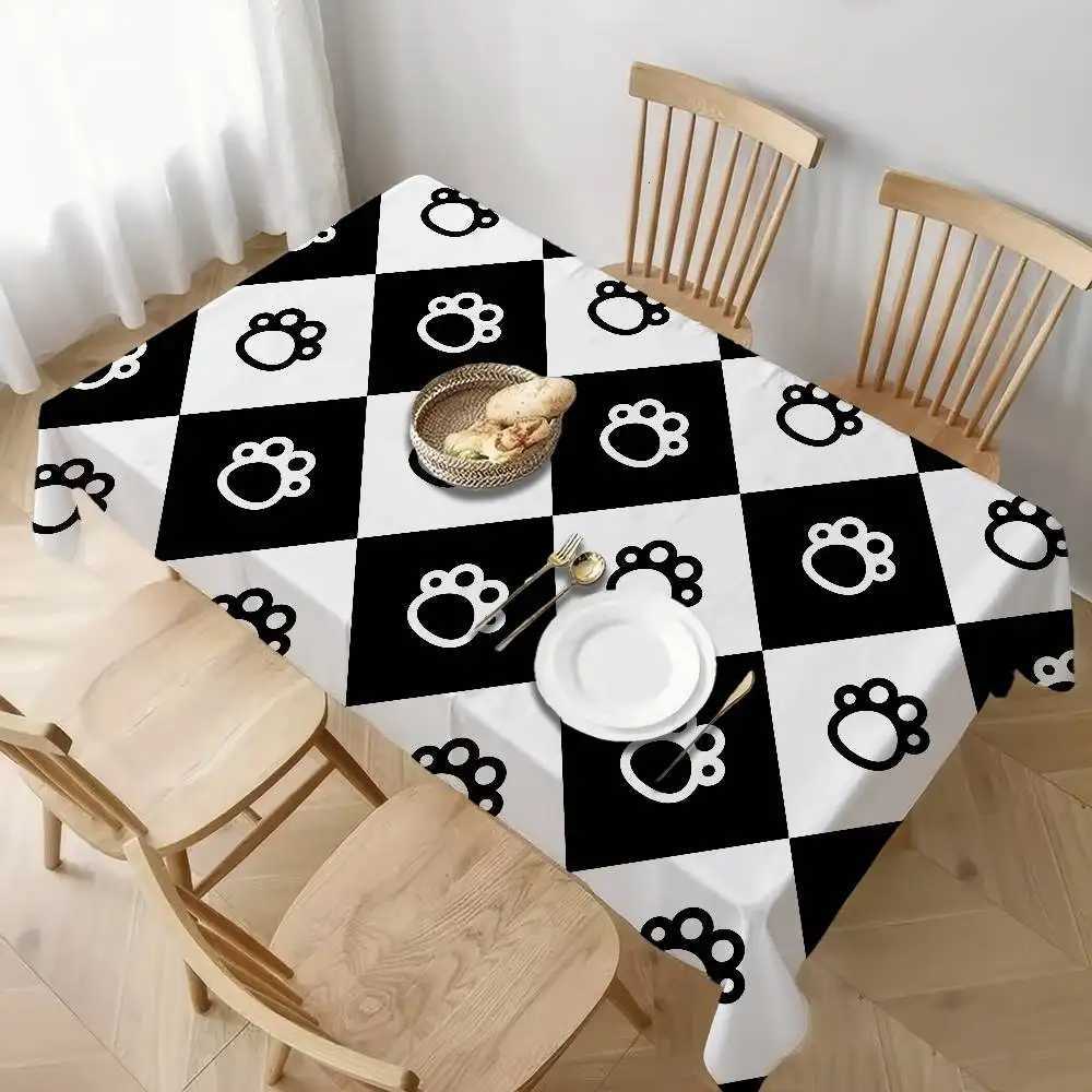 Animal Paw Print Cat/Dog Rectangle Tablecloth - Waterproof Easy Clean For Dinners Parties Picnics C251122