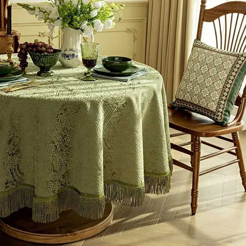EIFLOY Luxury Green Textured Table Cloth Rectangular Square for Party with Tassels Dining Coffee Table Cover Drop Shipping C251122