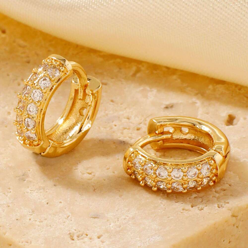 Personalized exquisite copper inlaid zircon 2025 new product, internet famous, fashionable niche design and earrings accessories