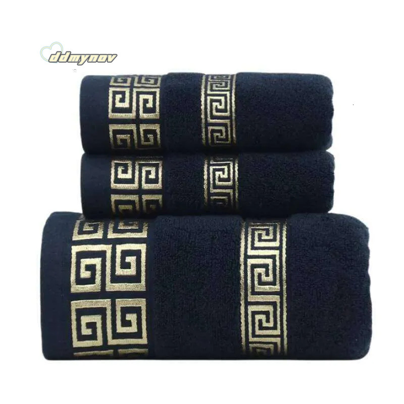 Pcs Set Black Cotton Bathroom Sets Hand Face Towel X cm And Big Bath Washcloths Gift Towels H11.21 ddmynov