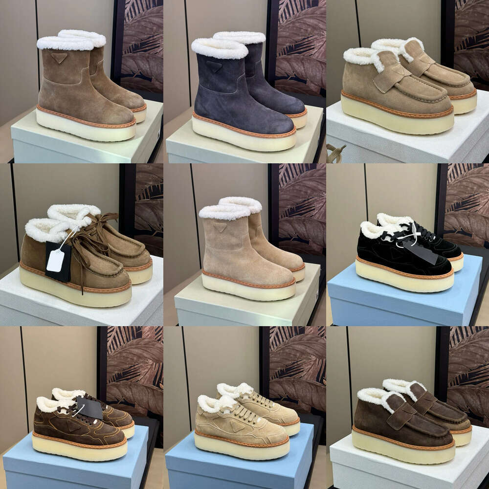 11 Designer Shoes Women Platform Snow fur slipper luxury Nylon suede Shearling Sneakers Ski boots Spring Fall Winter Warm Casual Fashion leather Ankle Boots shoe