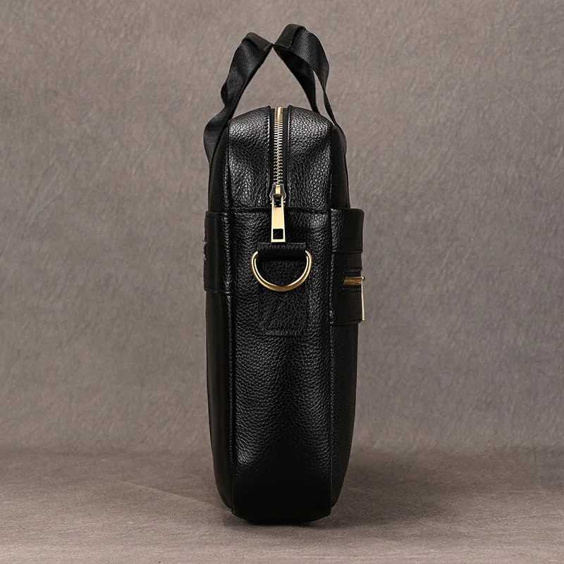 Newsbirds leather mens briefcase Doctor Layer business mens laptop bag 15 6 inches leather computer bag mens handbag Z250421-1