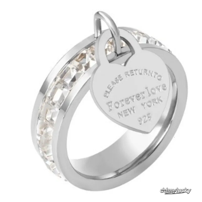 Stainless Steel Gold-Plated Heart Ring Forever Love Pendant For Women, Ring Headwear Accessory H11.21 Ddmylucky