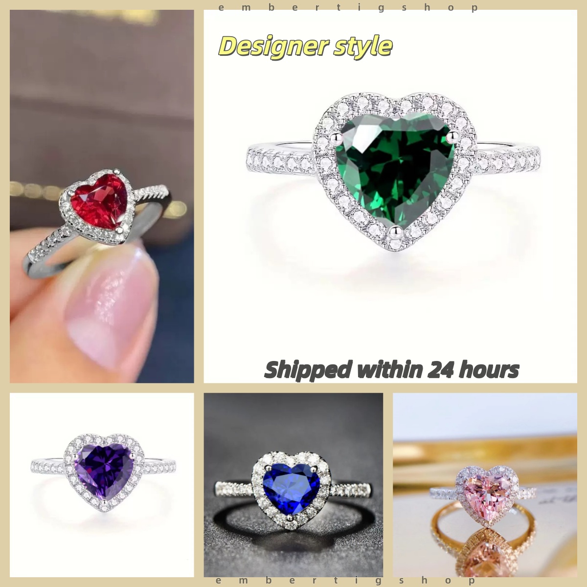 Love Heart Ring Premium Simulated Moissanite Diamond Ring High quality gold designer diamond ring designer for women engagement men love ring rings