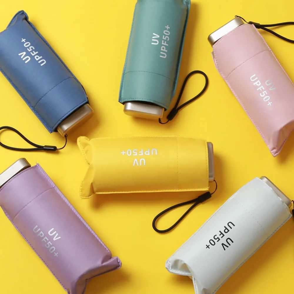 Flat Five Fold Umbrella Ultra Light Mini Umbrella Sun Umbrella Black Rubber Sun Protection Umbrella Compact Pocket UmbrellaM251122