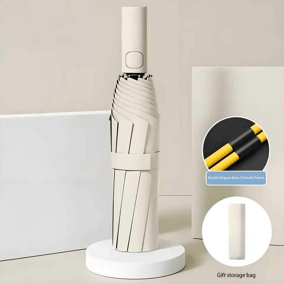 24 Bone Solid Color Automatic Umbrella Light Collapsible Large Outdoor Sunshade Uv Protection Portable Umbrella Woman ManM251122