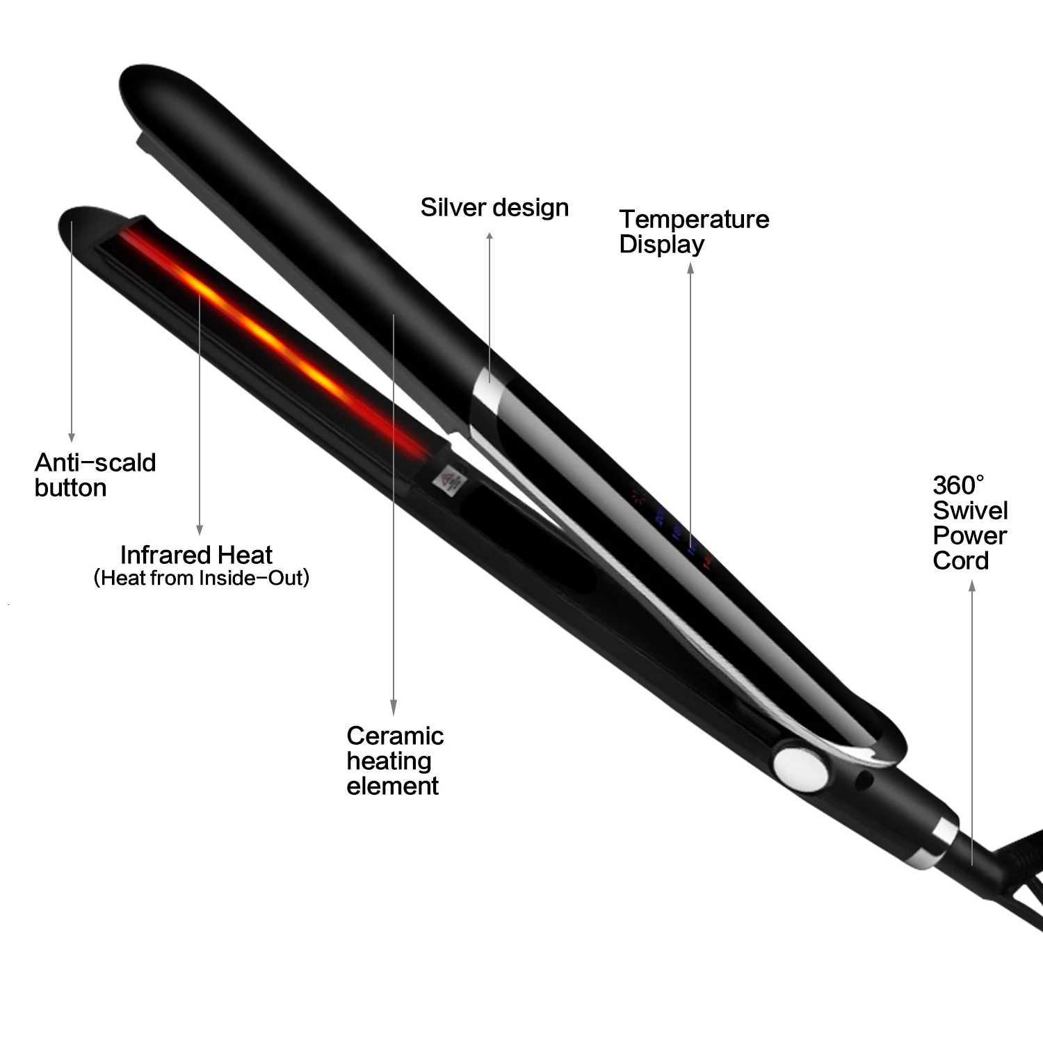 Infrared Straight Tourmaline Coating or Ceramic Lcd Display Negative Ion Flat Iron Fast Straightening Hair Curler Flat IronsT251122