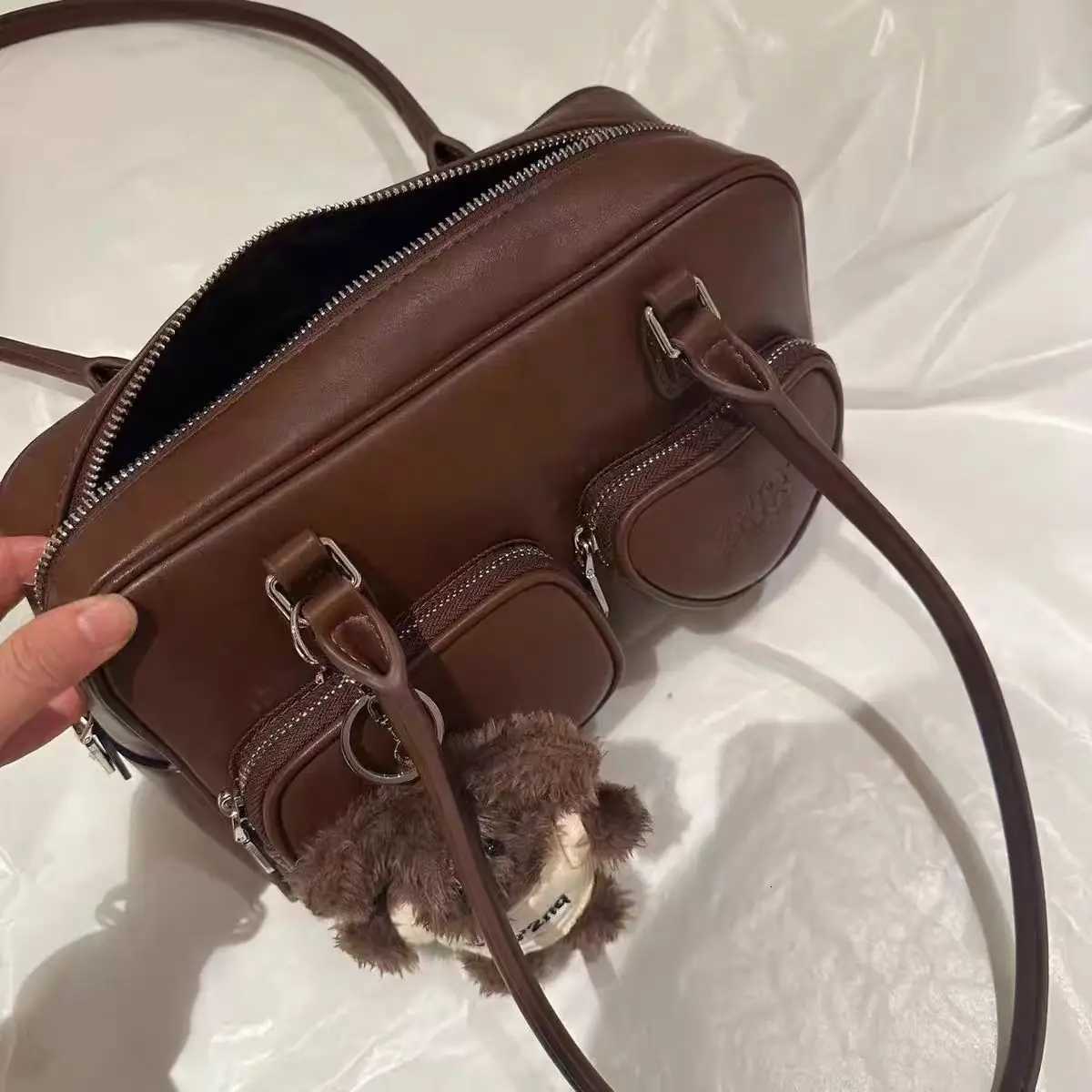 JIAERDI Vintage Coffee Shoulder Bags Handbag Hot Girls Leather Pocket Y2k Underarm Bag Ladies Retro Boston Pillow Bag Women NewT251122