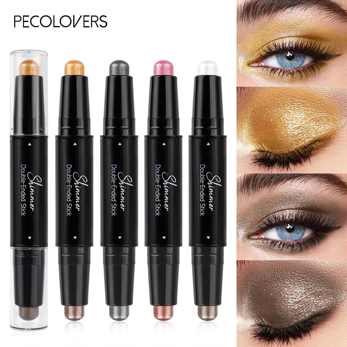 Shimmer Brown Double Head Eyeshadow Stick Colorful High Waterproof Cream Eyes Shadow Pencil Long Lasting Makeup CosmeticT251122