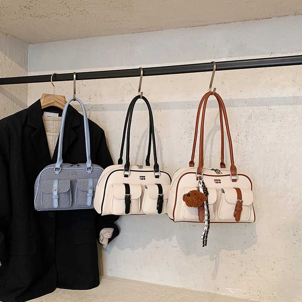 Leather Shoulder Bag for Women with Double Pockets Trendy Purse Shoulder Handbags Purses Casual Hobo Bags for DatesT251122