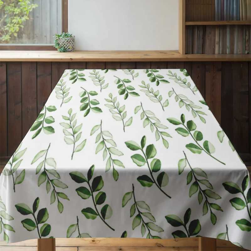 Luxury Dining Table Cloth Green Leaves Print Universal Fit Cover for Home Decor Easy Washable Fabric Perfect Gift for Housewarmi C251122