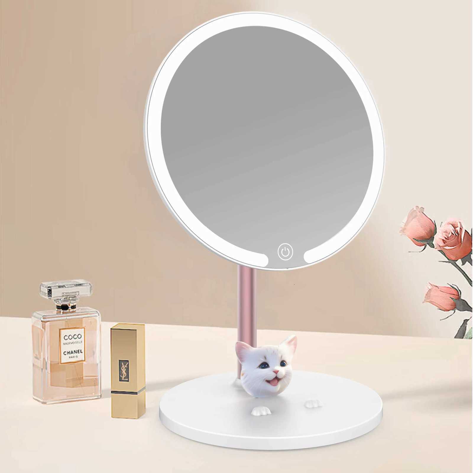 New Rechargeable Makeup Mirror Portable 3 Color LED Light Makeup Mirror USB Rechargeable 2-in-1 Desktop Beauty Mirror M251122
