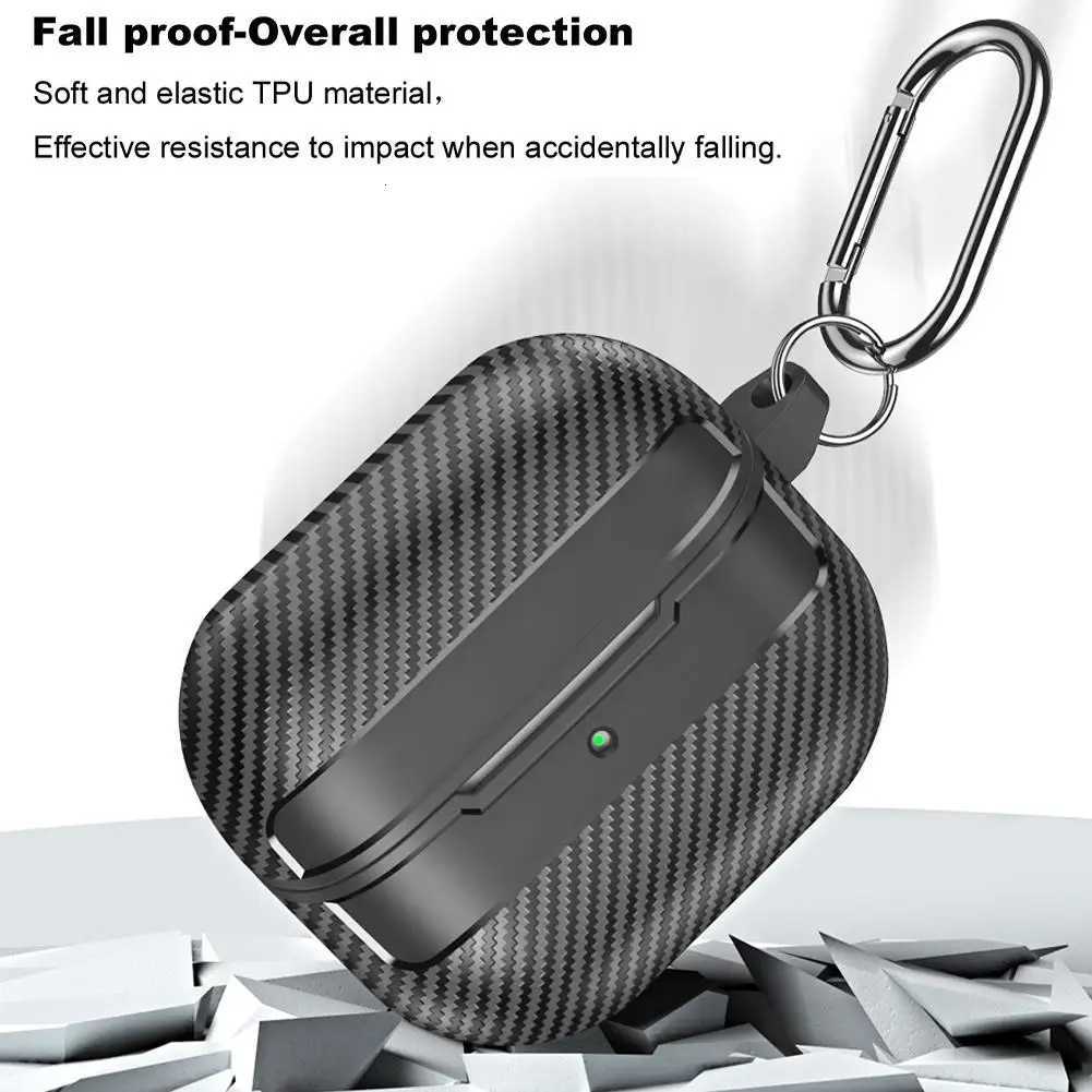 For Galaxy Buds 3 Pro Earphone Case With Climbing Buckle Cover Shockproof Dustproof TPU Carbon Fiber Texture Shell W251122