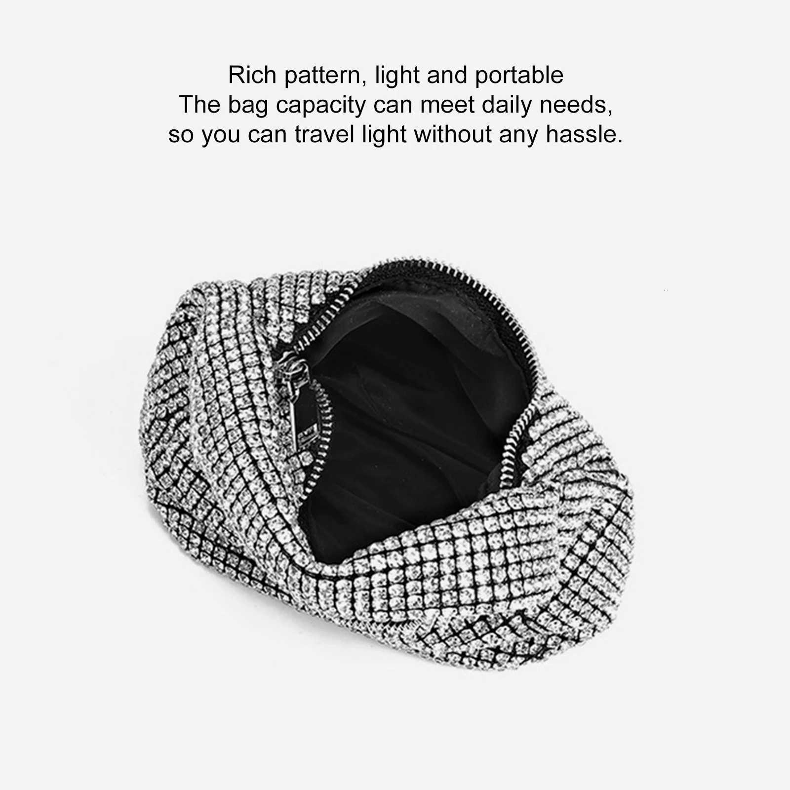 Rhinestone Evening Bags Women Solid Black Silver Evening Party Underarm Handbag for women K251121