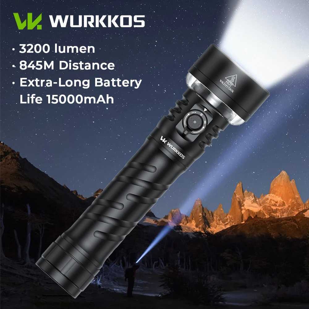 Wurkkos TS27 High-Performance Flashlight 3200LM Multi-Function Rechargeable Ideal for Outdoor Camping Built-in 15000mAh Battery C251122