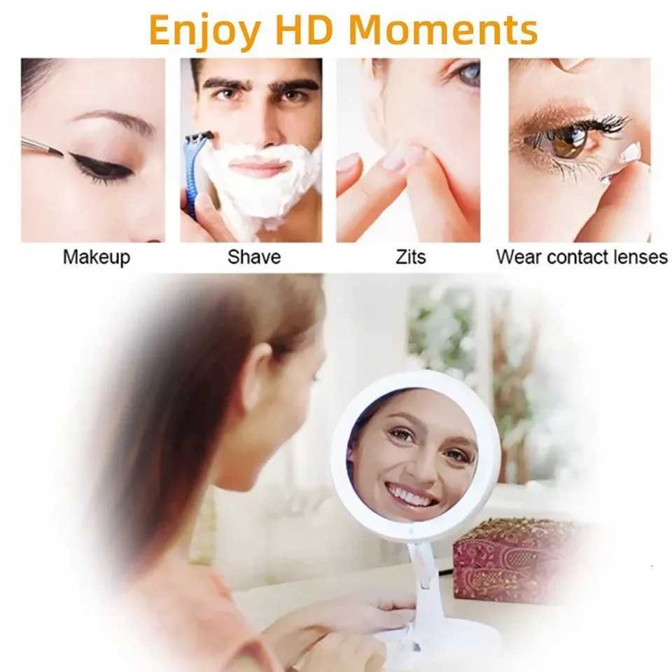 Dry Battery/USB Dual Purpose Double-Sided Mirror LED Makeup Mirror Portable Makeup Mirror Makeup Light With 10XMagnification M251122