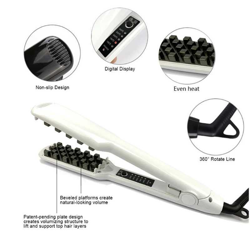 Hair Iron Ceramic 3D Grid Hair Crimper Professional Volumizing Curling Iron Corn Perm Fluffy Splint Flat Iron Hair Styling ToolsT251122