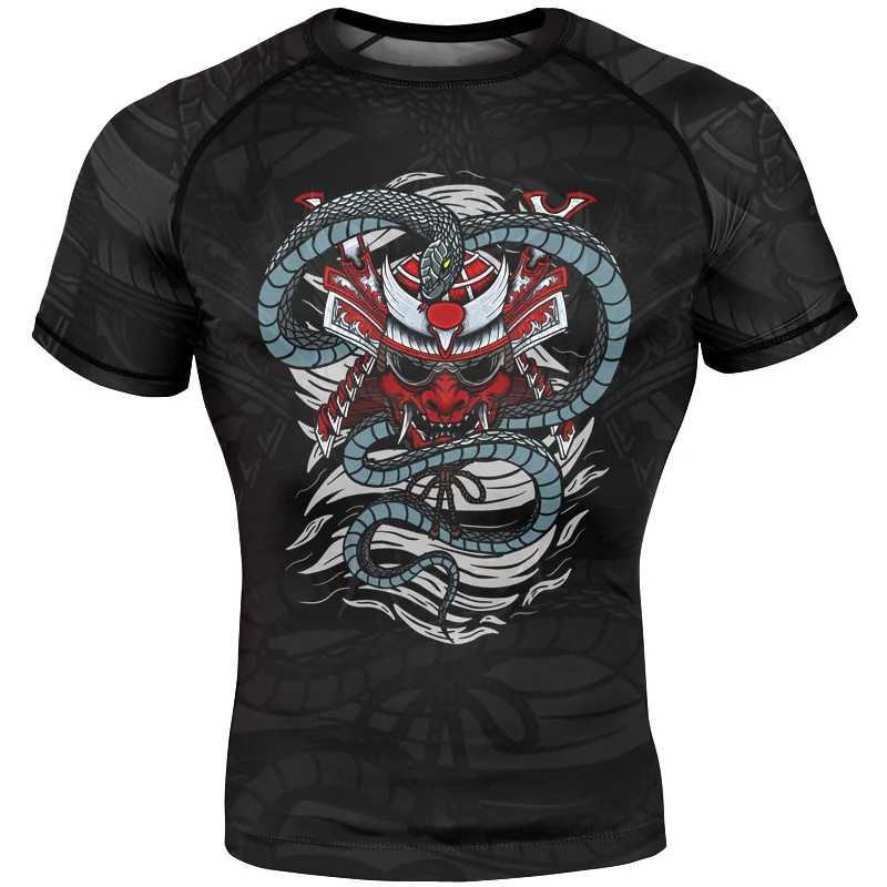 Mma clothing boxing compression shirt mens sports shirt 3D dragon print Muay Thai fast drying sports training T-shirt top W250422