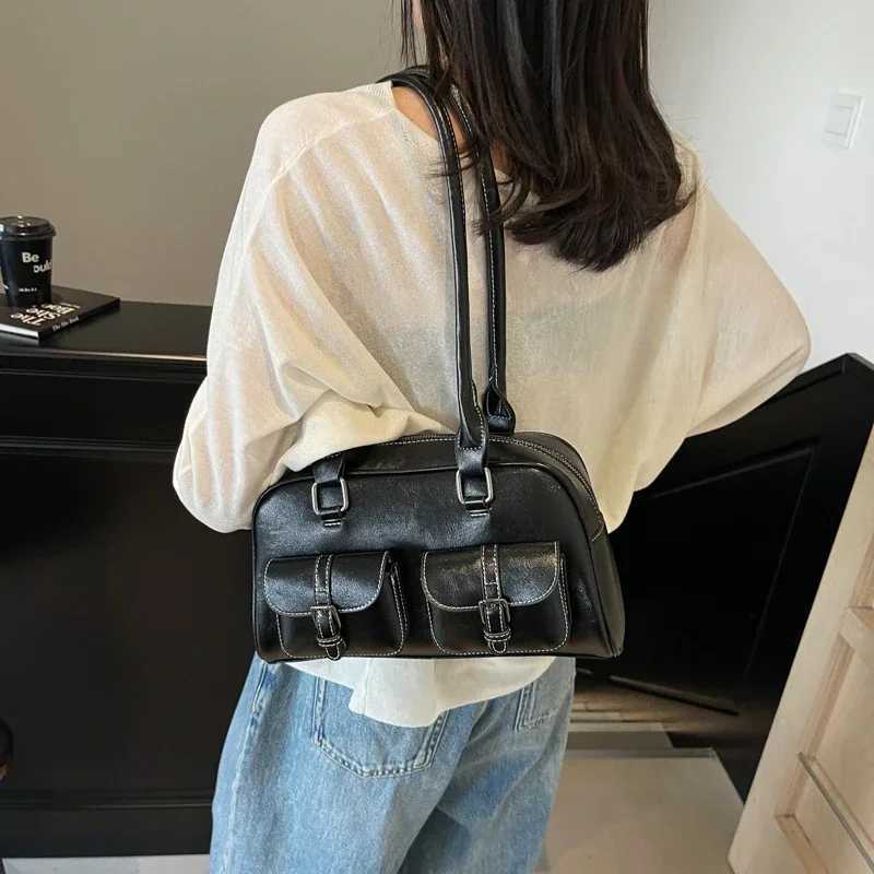 LEFTSIDE Small PU Leather Double Pockets Underarm Bags for Women 2024 Y2K Ladies Shoulder Bag Females Handbags and PursesT251122