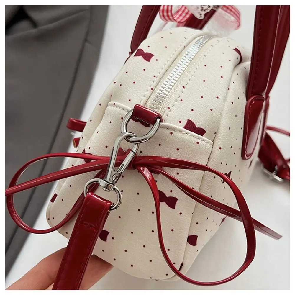 Fashion French Style Bow Ribbons Bowling Bag Elegant Large Capacity Boston Shoulder Bag Casual PU Leather Women Handbags WomenT251122