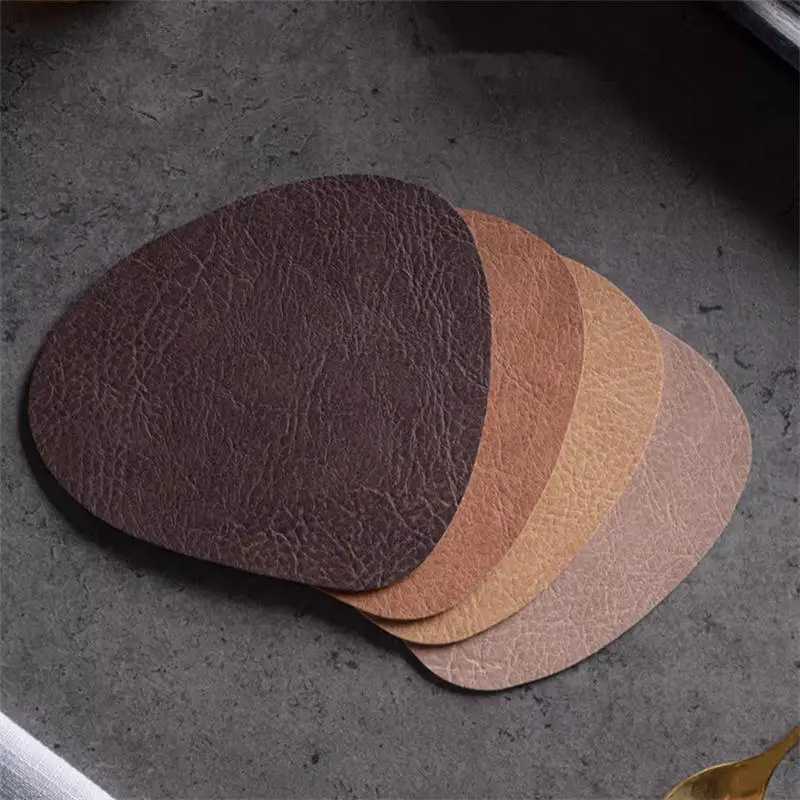 4pcs/set Leather Coaster Artificial Leather Coaster Drink Coffee Cup Mat Round Tea Pad Table Pad With C251122