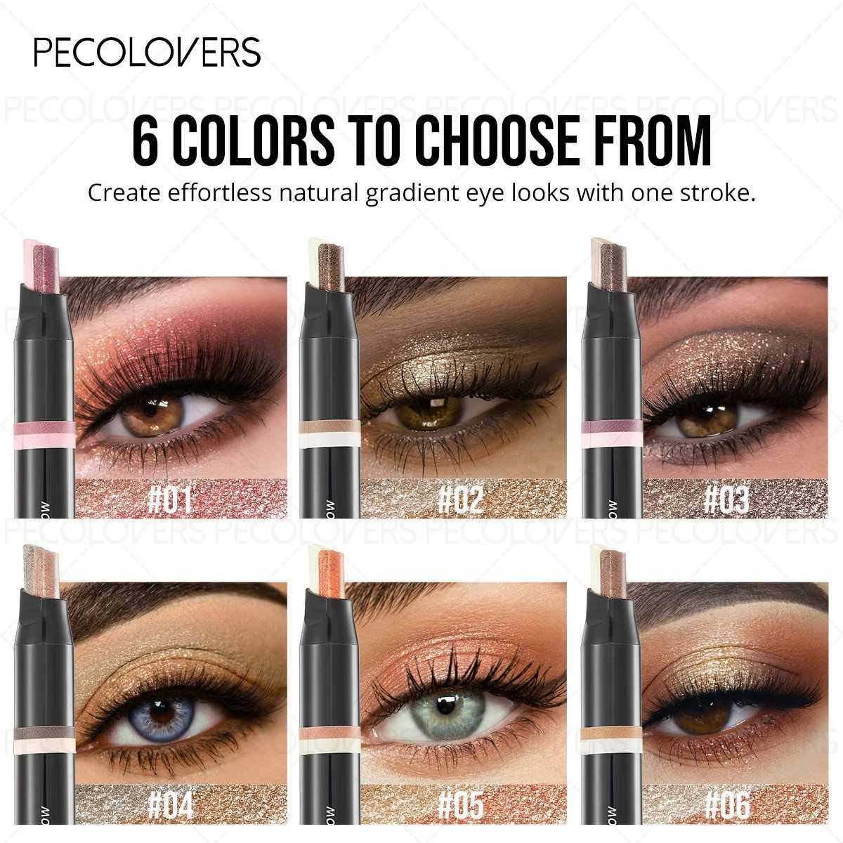 Dual-Color Shimmer Eyeshadow Stick - Long-Lasting Waterproof Cream Eyeshadow Pencil Brown Perfect For Party Eye MakeupT251122